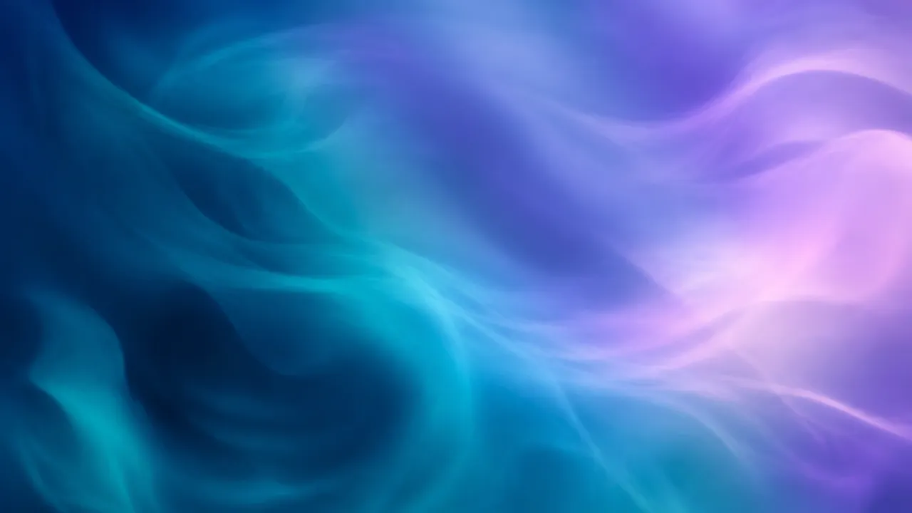 Blurred turquoise and petrol blue currents opening into a lavender glow.
