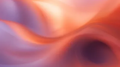 Soft terracotta and salmon loops fading through dusty lilac and peach light.